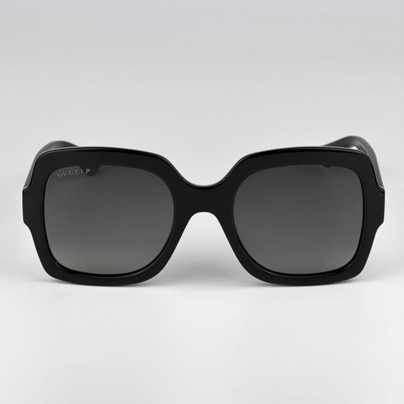 Gucci GG1337S 002 Sunglasses Shiny Black Gradient Gray Polarized Square Women main image 2